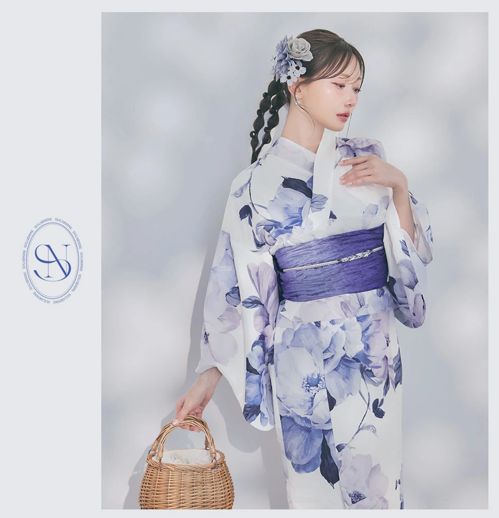 菅野結以さん着用 セパレート浴衣 ワンピースタイプ ブルー5
