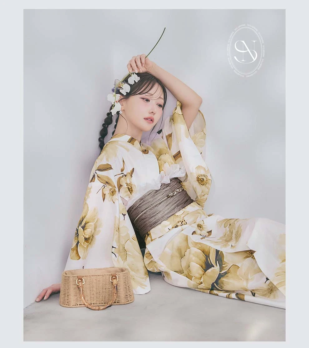 菅野結以さん着用 セパレート浴衣 ワンピースタイプ イエロー4