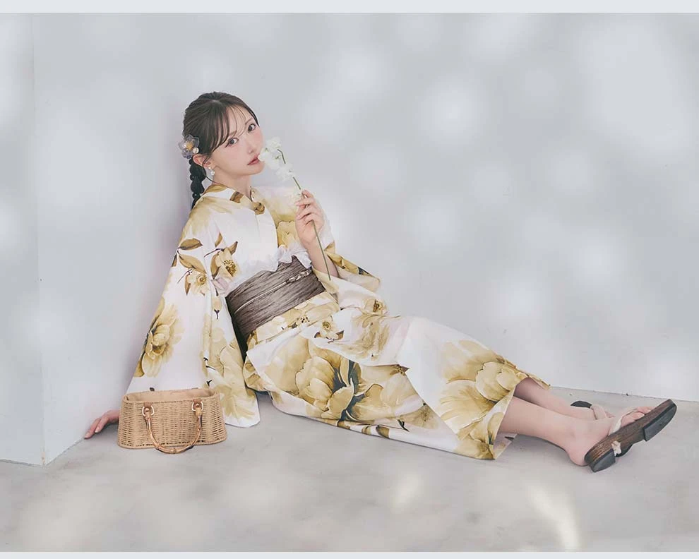 菅野結以さん着用 セパレート浴衣 ワンピースタイプ イエロー5