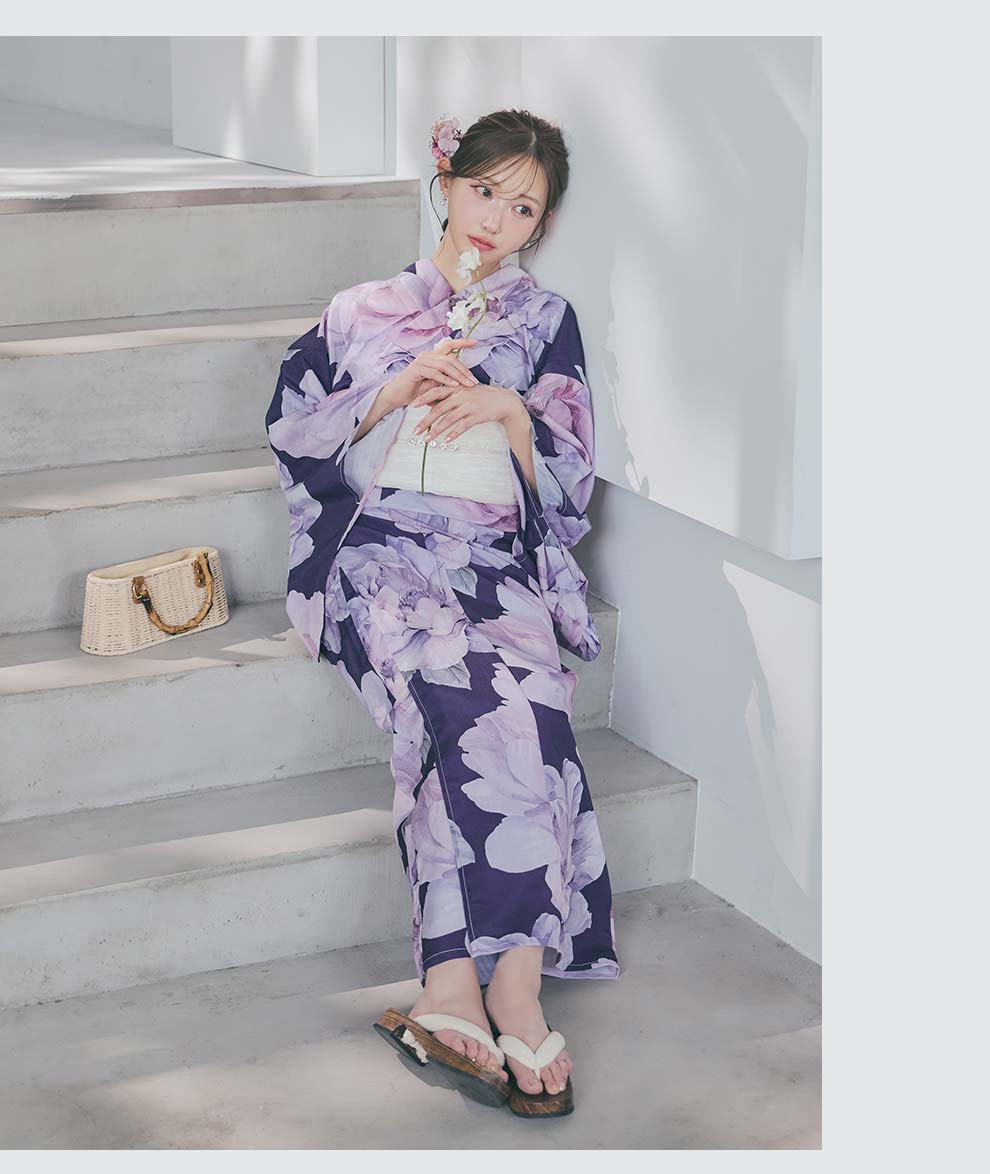 菅野結以さん着用 セパレート浴衣 ワンピースタイプ ネイビー2