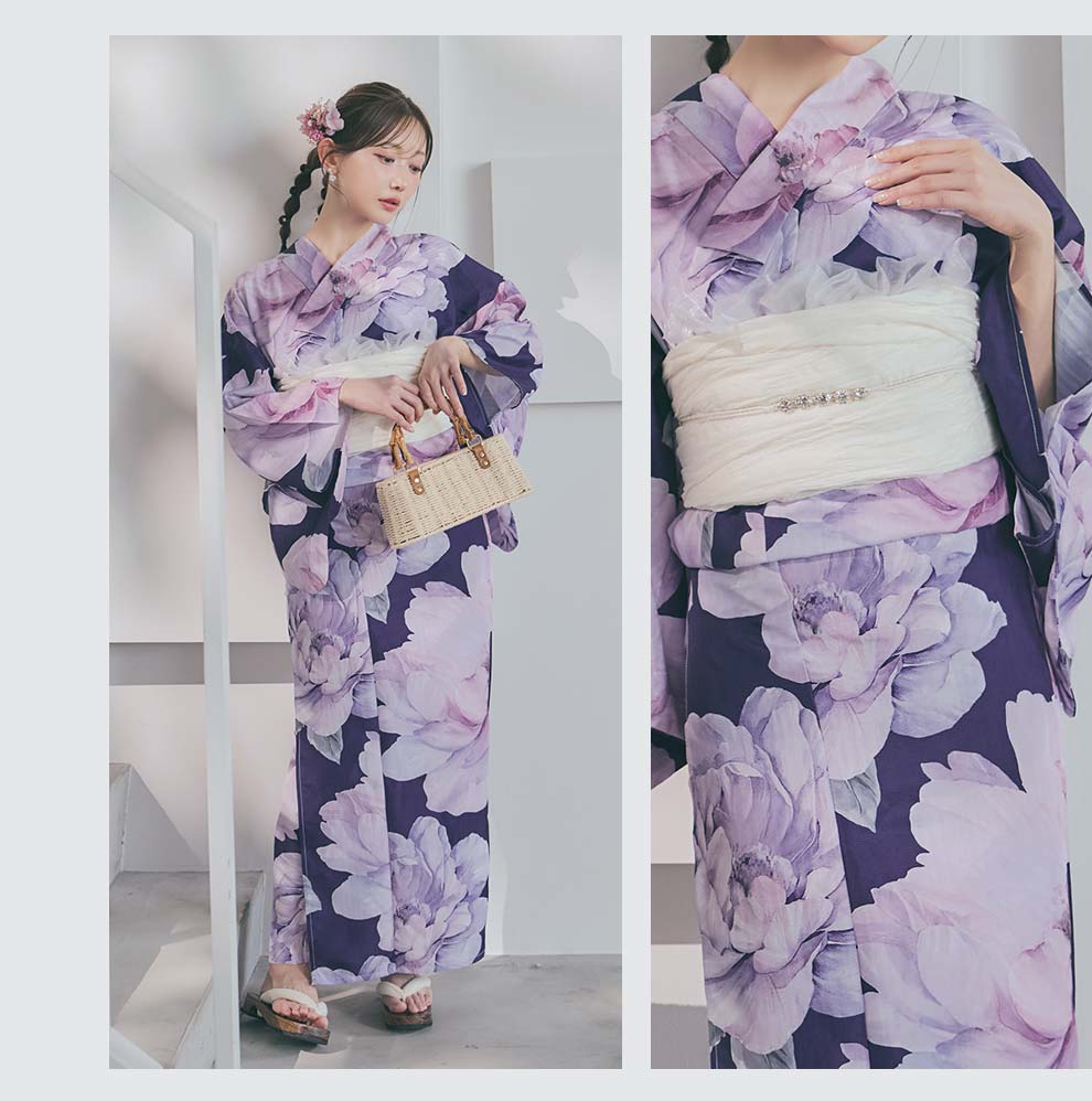 菅野結以さん着用 セパレート浴衣 ワンピースタイプ ネイビー3