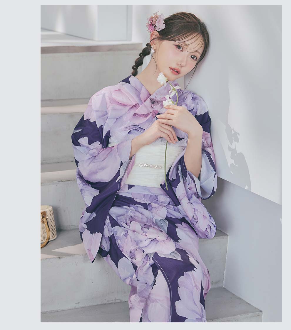 菅野結以さん着用 セパレート浴衣 ワンピースタイプ ネイビー5