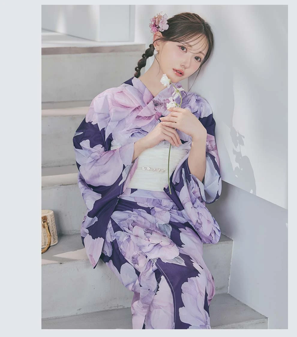 菅野結以さん着用 セパレート浴衣 ワンピースタイプ ネイビー5