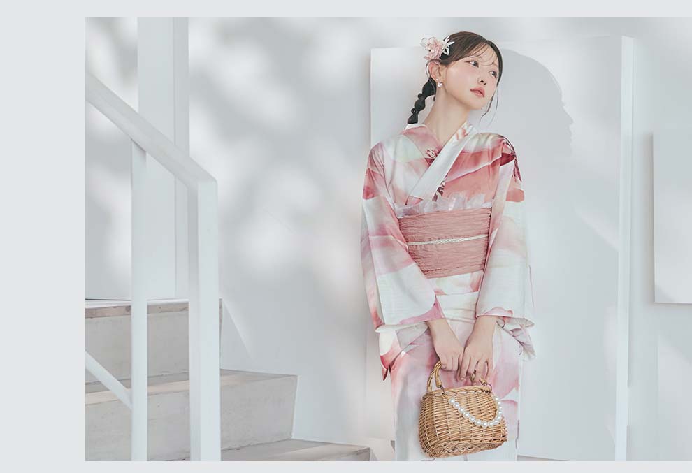 菅野結以さん着用 セパレート浴衣 ワンピースタイプ ピンク2