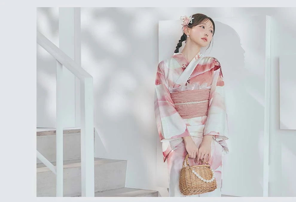 菅野結以さん着用 セパレート浴衣 ワンピースタイプ ピンク2