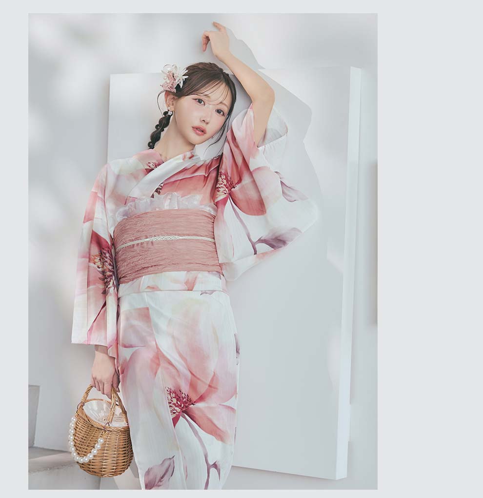 菅野結以さん着用 セパレート浴衣 ワンピースタイプ ピンク3