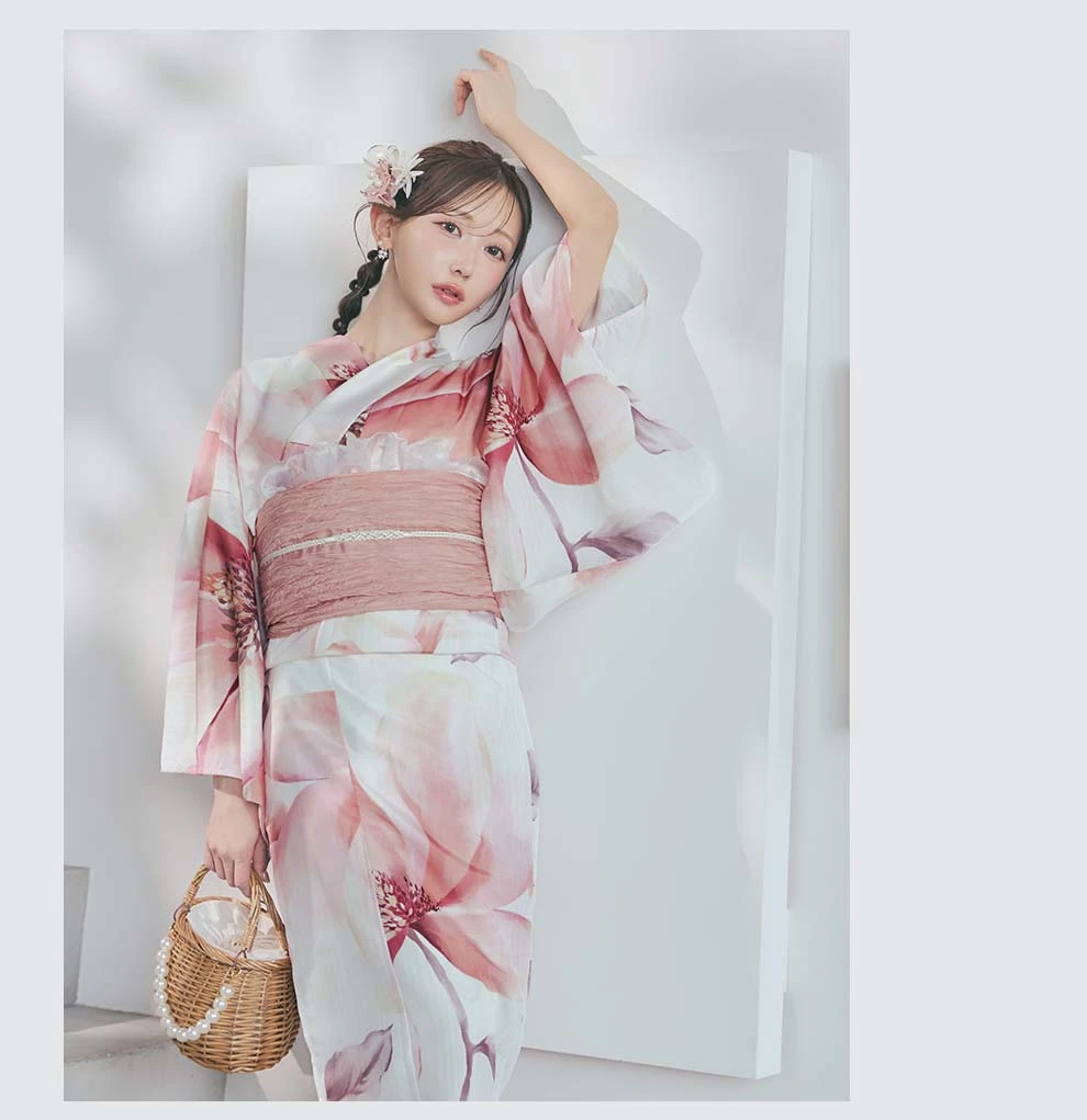 菅野結以さん着用 セパレート浴衣 ワンピースタイプ ピンク3