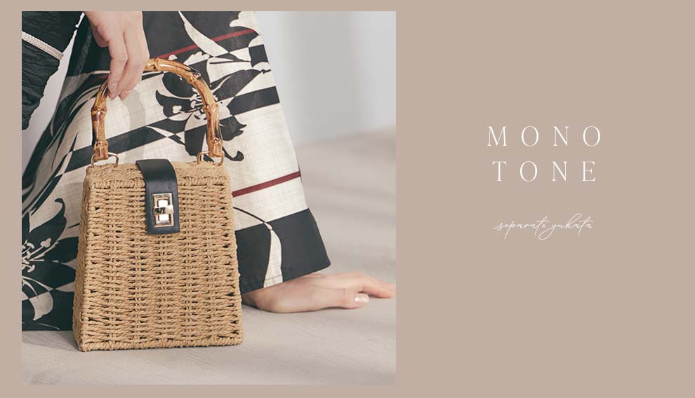 菅野結以さん着用 セパレート浴衣 トップス&スカートタイプ モノトーン&レッド3