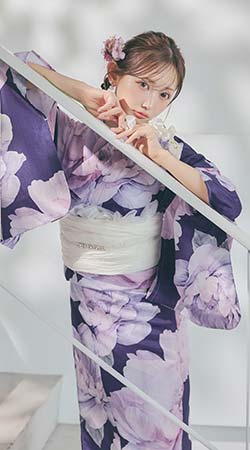 菅野結以さん着用 セパレート浴衣 ワンピースタイプ ネイビー