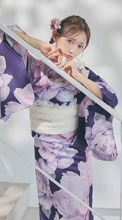 菅野結以さん着用 セパレート浴衣 ワンピースタイプ ネイビー