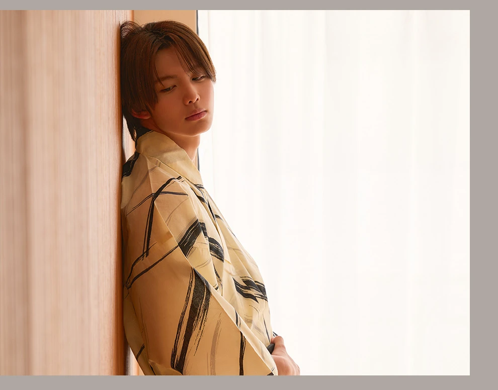 今井暖大さん着用 アイボリー地×ブラックライン浴衣浴衣6