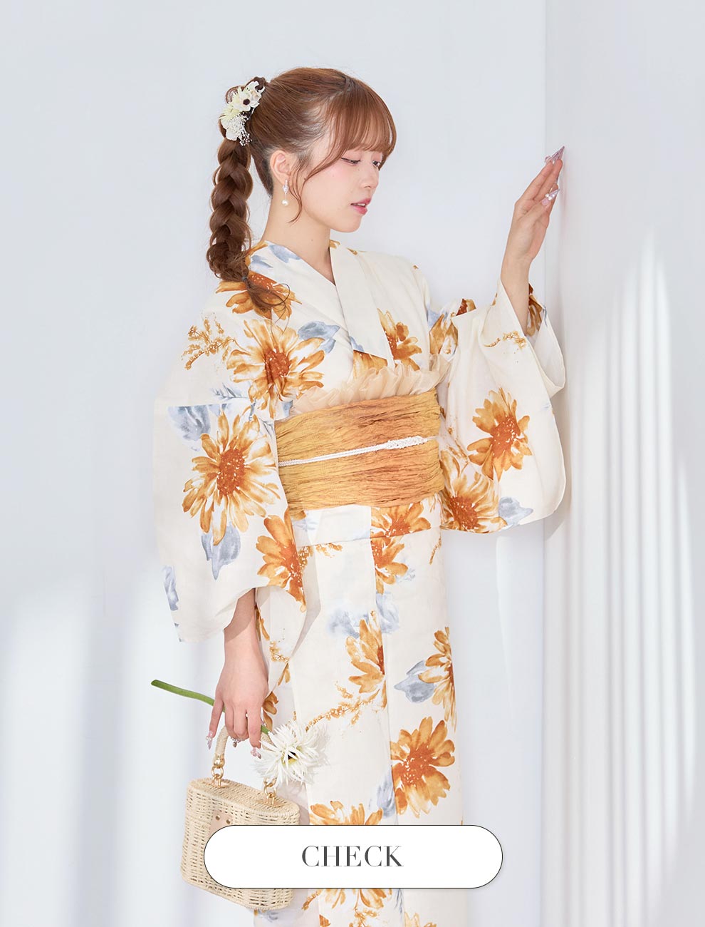 kirariさん着用 イエローサンフラワー浴衣1