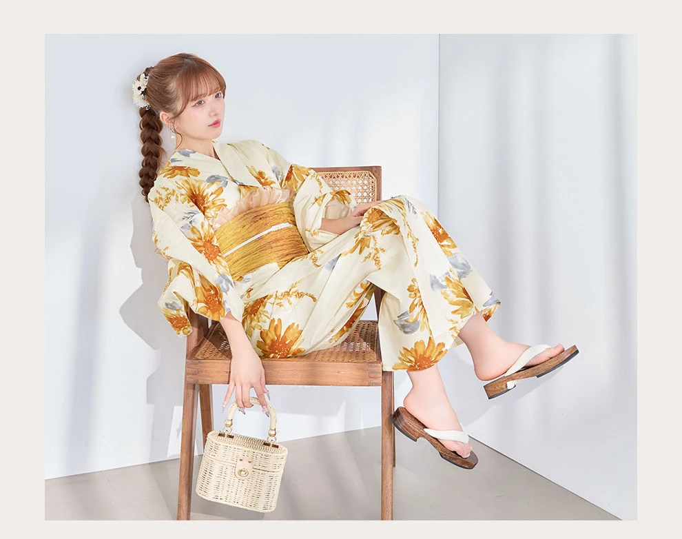 Kirariさん着用 イエローサンフラワー浴衣2