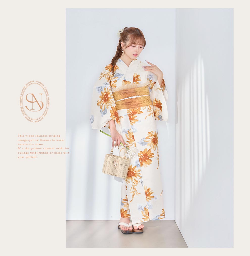 kirariさん着用 イエローサンフラワー浴衣3