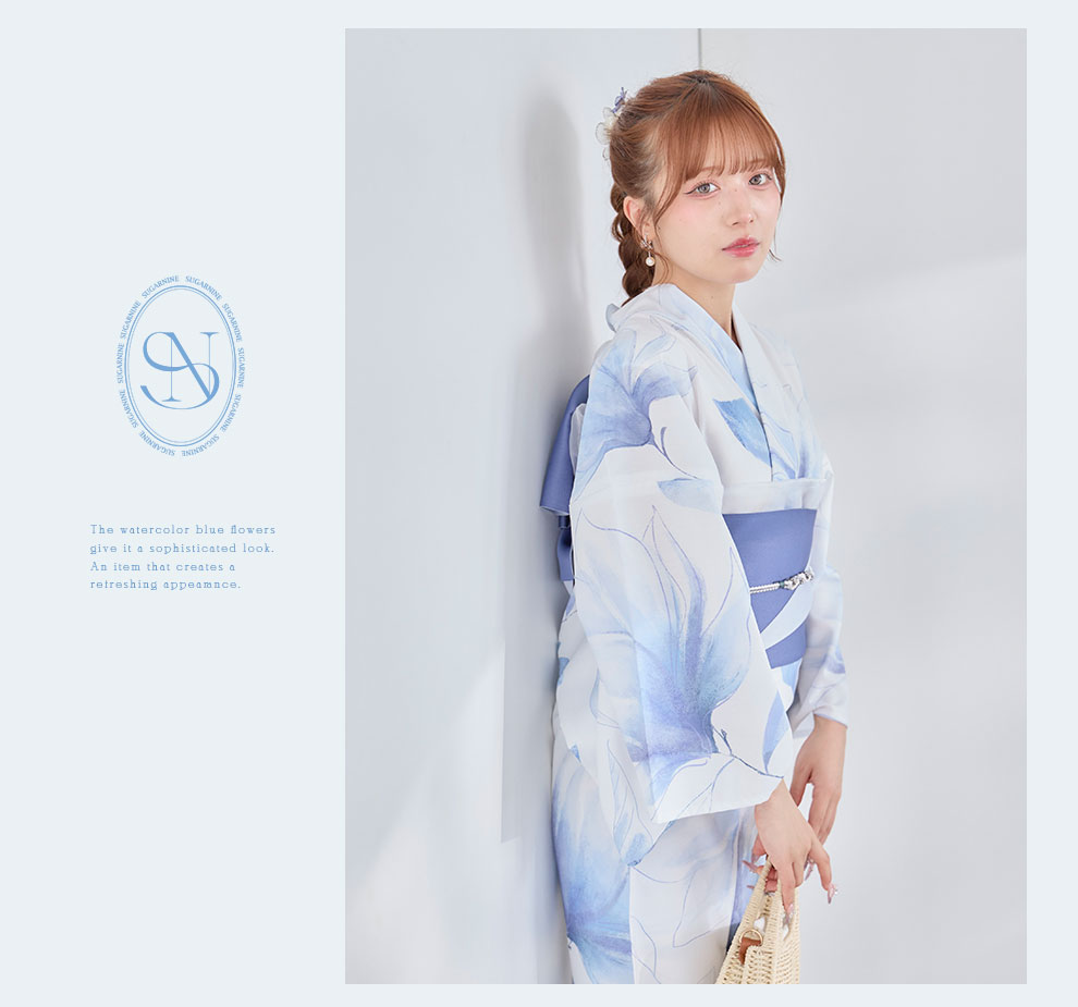 kirariさん着用 凛と咲く清涼蒼花浴衣2