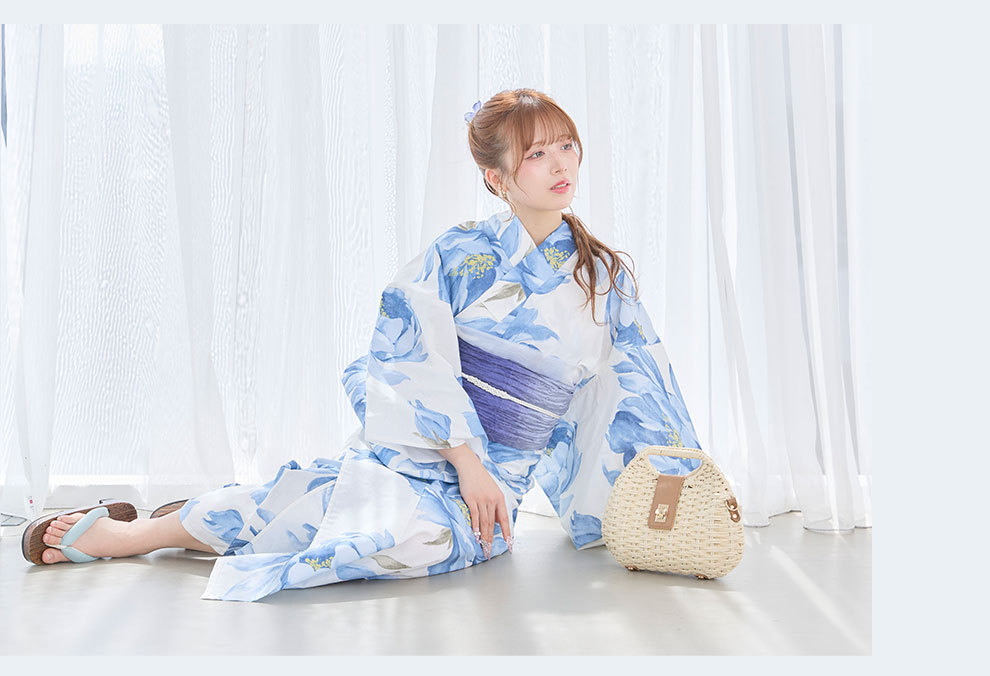kirariさん着用 ブルーピオニー浴衣2