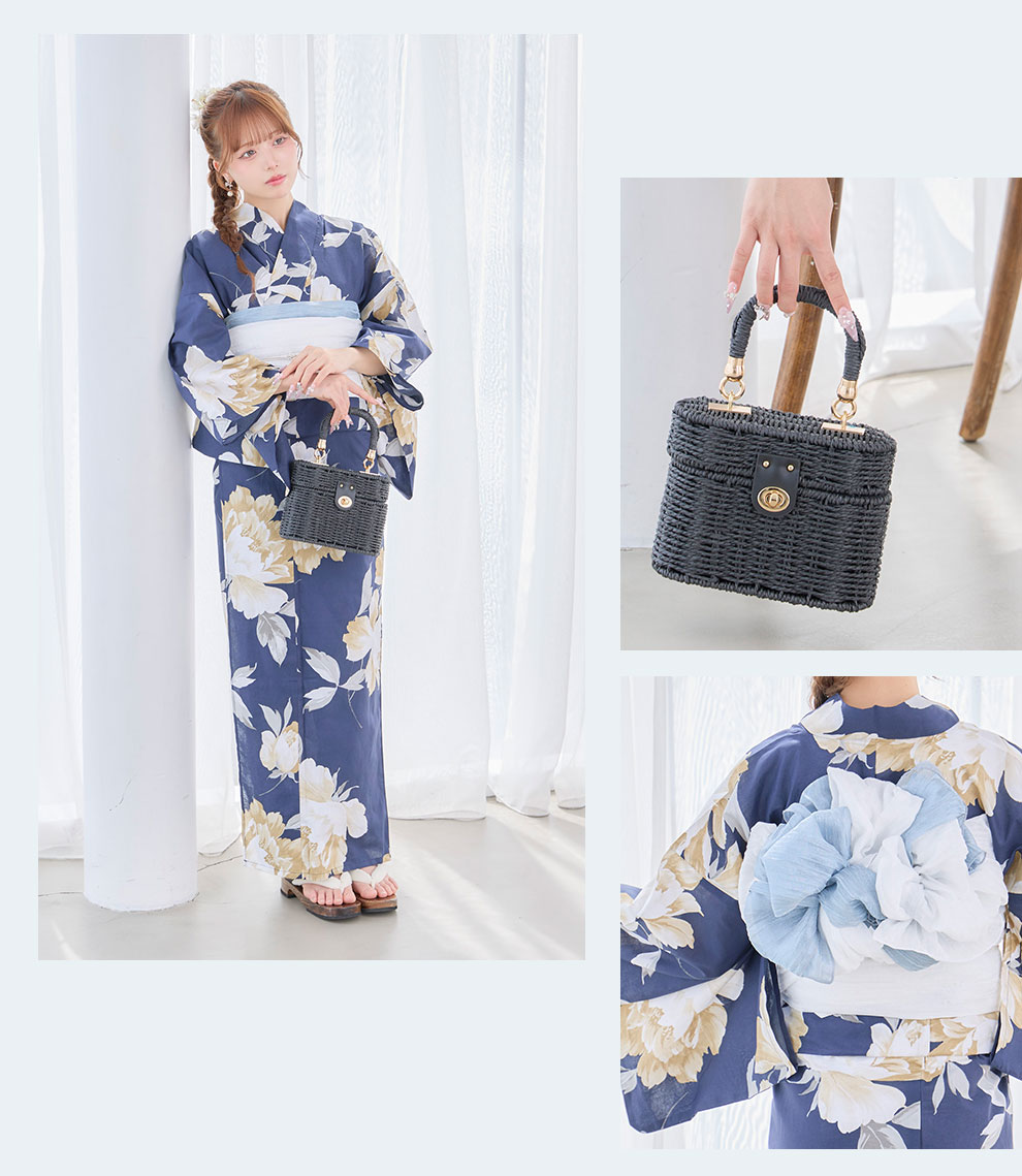 kirariさん着用 ネイビーノーブル牡丹浴衣3