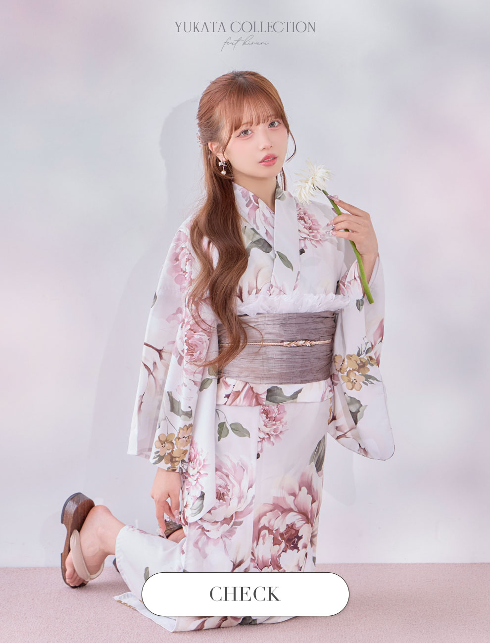 kirariさん着用 クラシックフラワー浴衣1