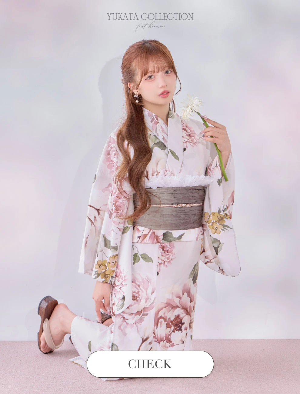 Kirariさん着用 クラシックフラワー浴衣1