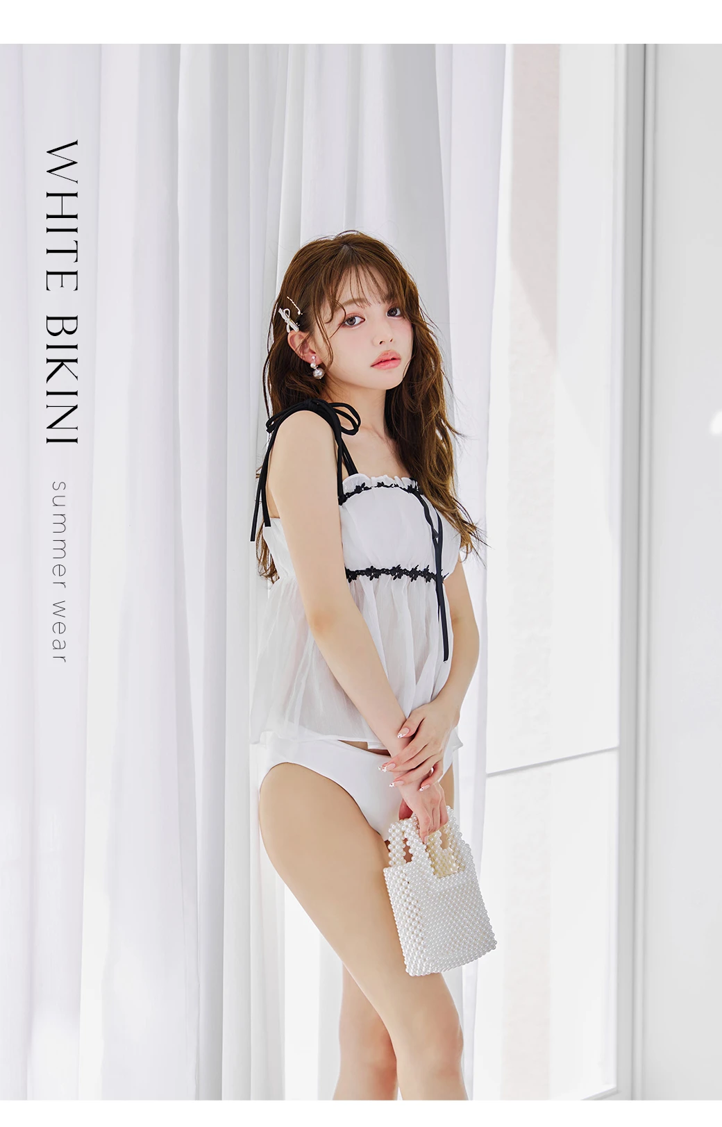 【ビキニ】【水着】リボンストラップガーリービキニ 2点セット2