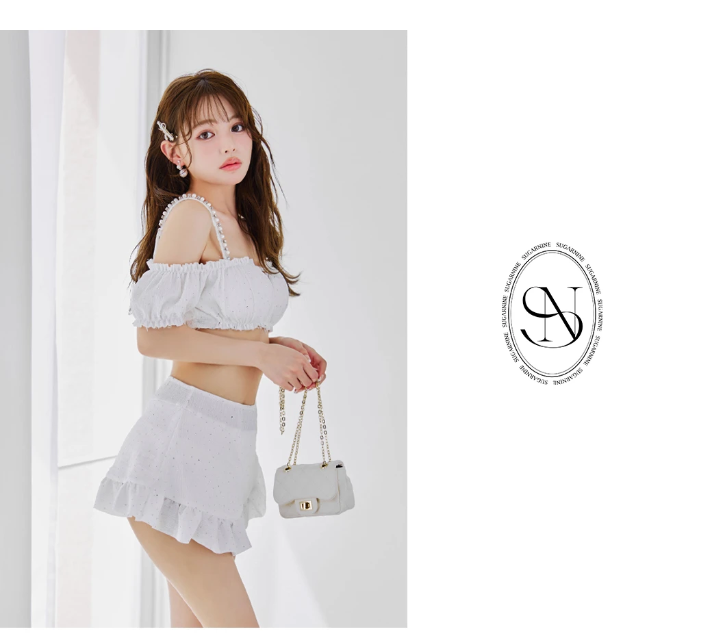 【ビキニ】【水着】オフショルフレアスカートビキニ 2点セット4