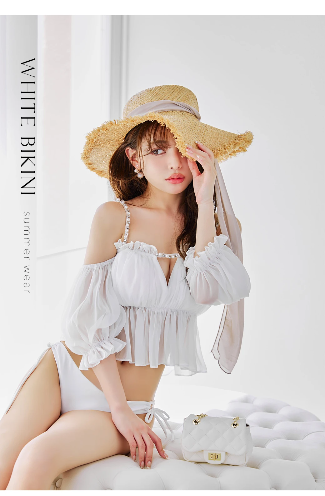 【ビキニ】【水着】 パフスリーブフリルビキニ 2点セット2