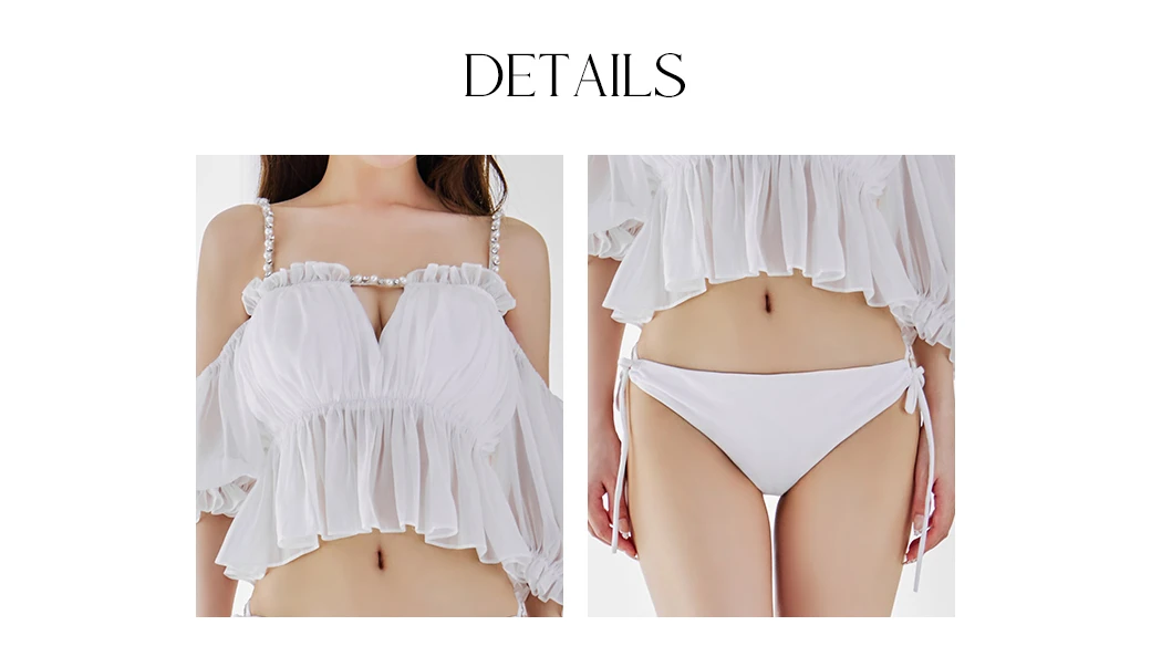 【ビキニ】【水着】 パフスリーブフリルビキニ 2点セット6