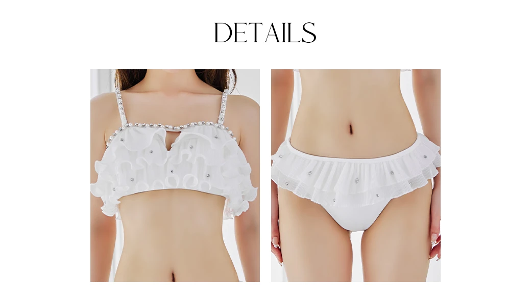 【ビキニ】【水着】 ガーリーフリル×ビスチェ セットアップ ビキニ 2点セット5