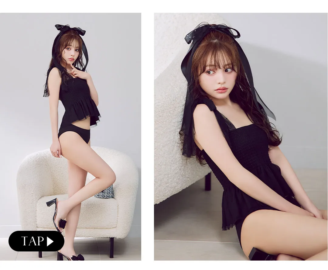 ドットチュールペプラムフリルビキニ