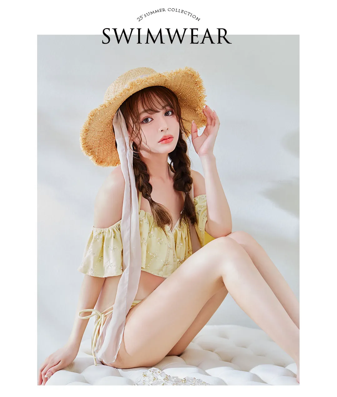 ビジューオフショルダーフリルビキニ