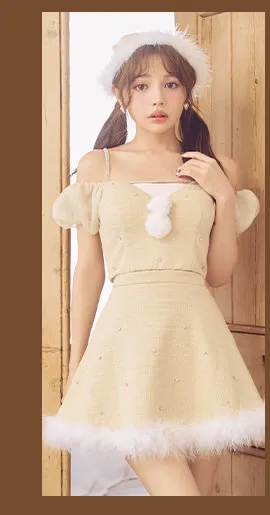 パフスリーブセットアップサンタコスプレ 