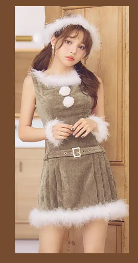 ベルト付きファーサンタコスプレ