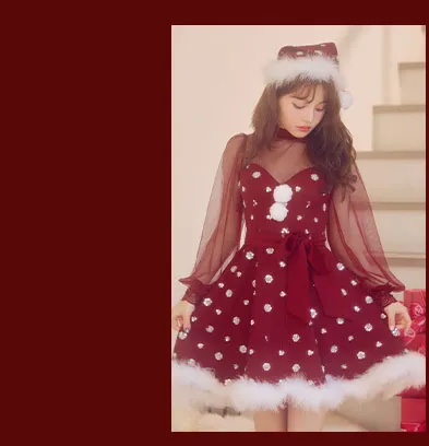 チュールロングスリーブハイネックサンタ