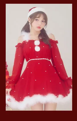 ベルト付きファーサンタコスプレ