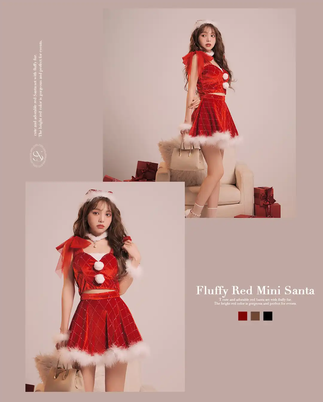 バックオープン起毛ニットフレアミニキャバドレス