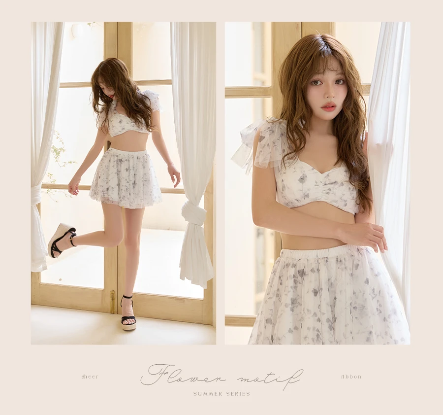 フラワーモチーフシアーリボンビキニ 2