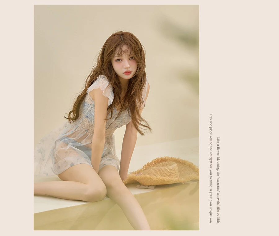 チュール花柄トップス付きビキニ 3