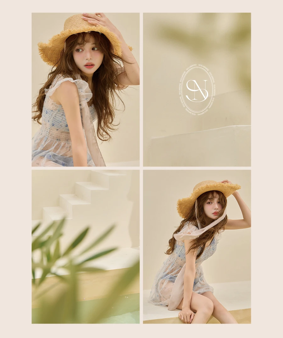 チュール花柄トップス付きビキニ 5