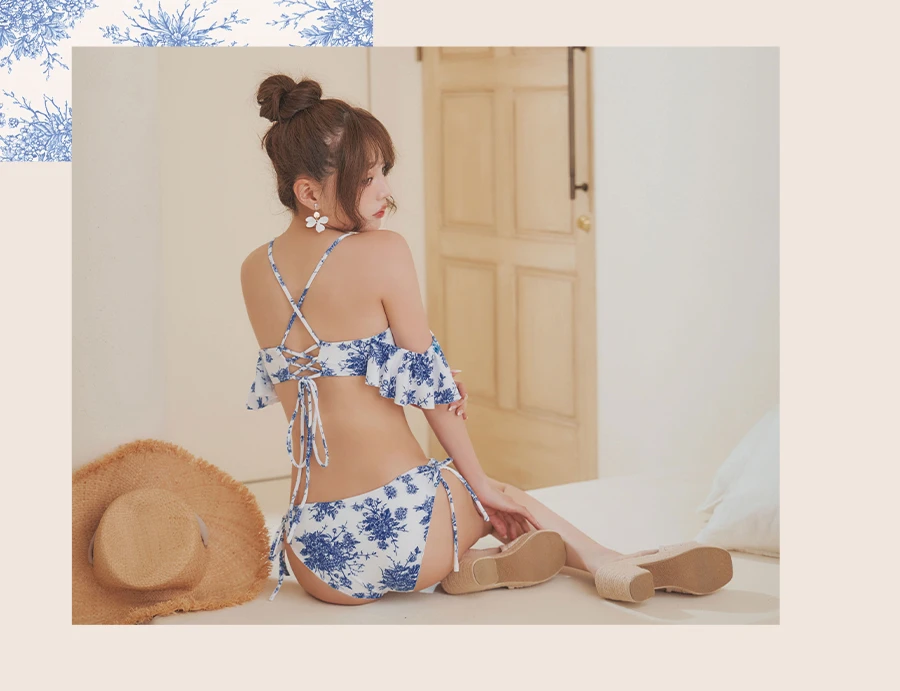 オフショル花柄リゾートビキニ 3