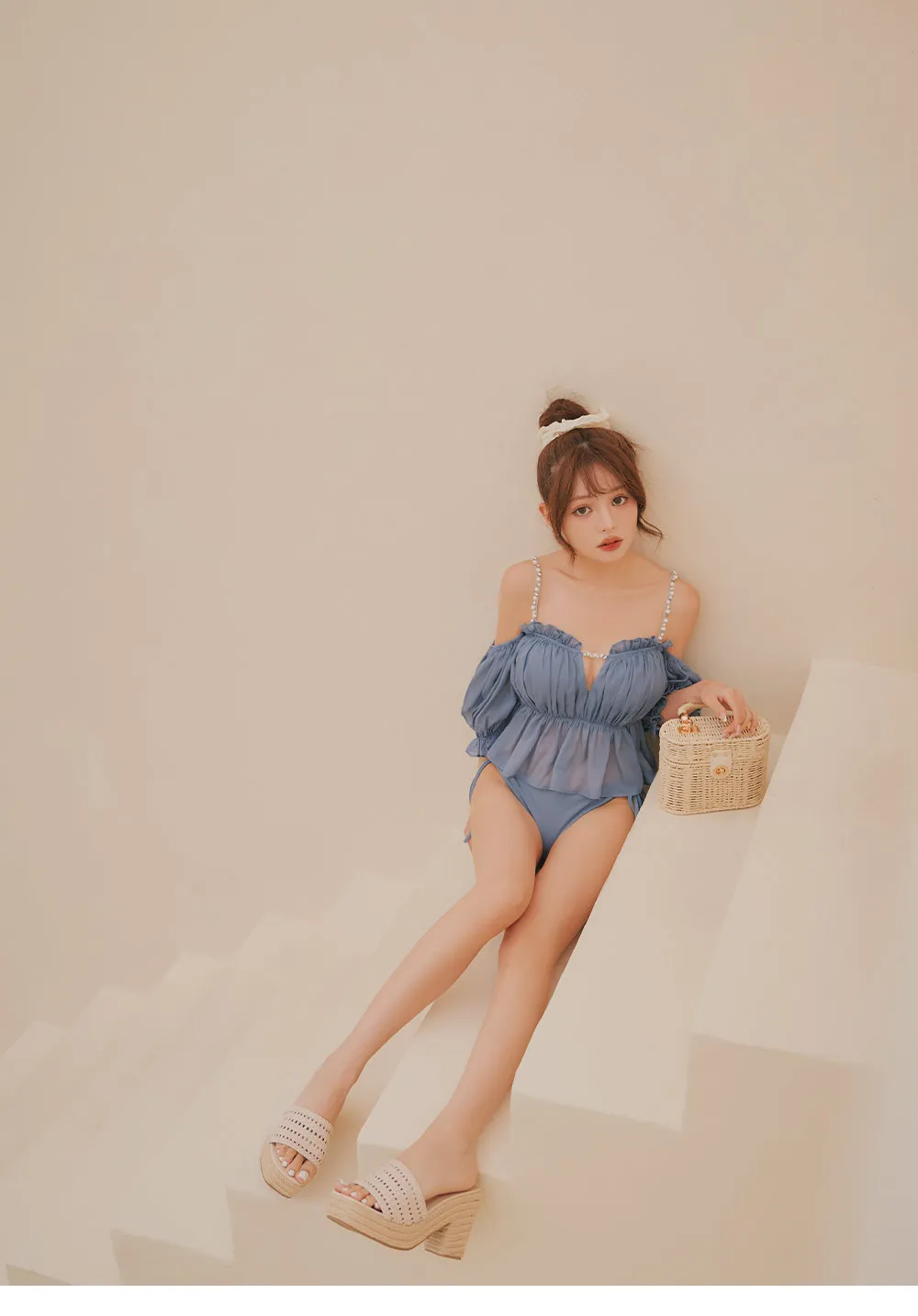 ちぃぽぽ(吉木千沙都)着用 パフスリーブフリルビキニ 2点セット (NO.M282dzp)