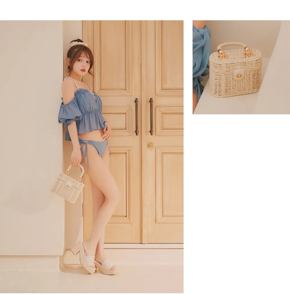 ちぃぽぽ着用 パフスリーブフリルビキニ 着用画像3