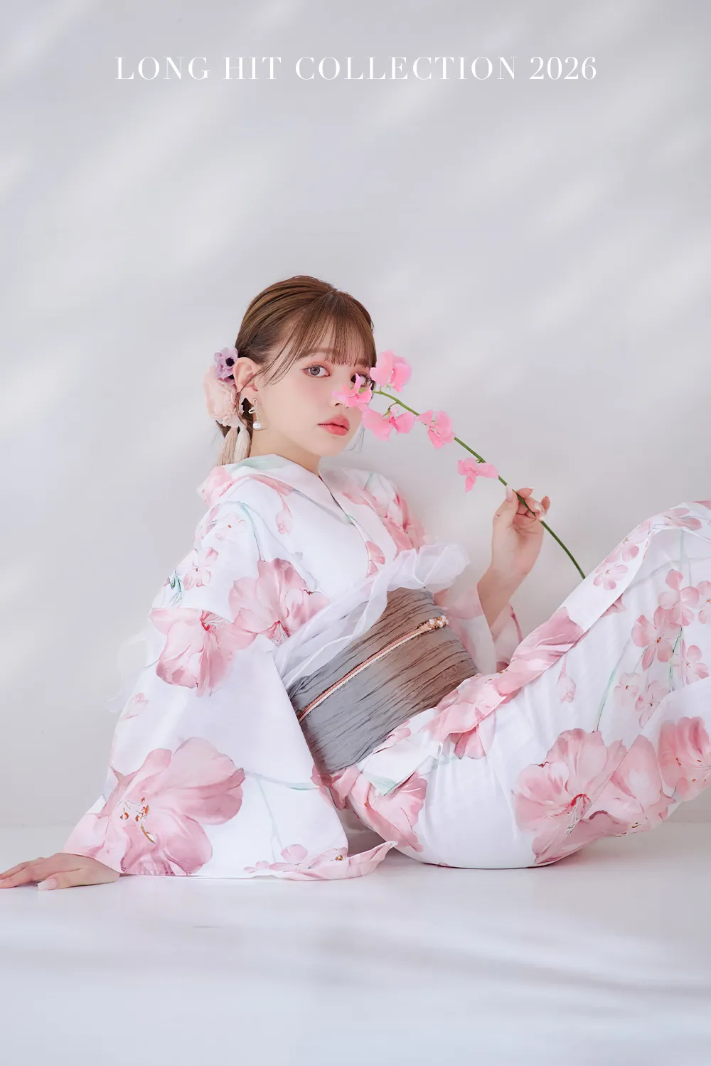 ニュアンスピンク水彩朝顔浴衣 