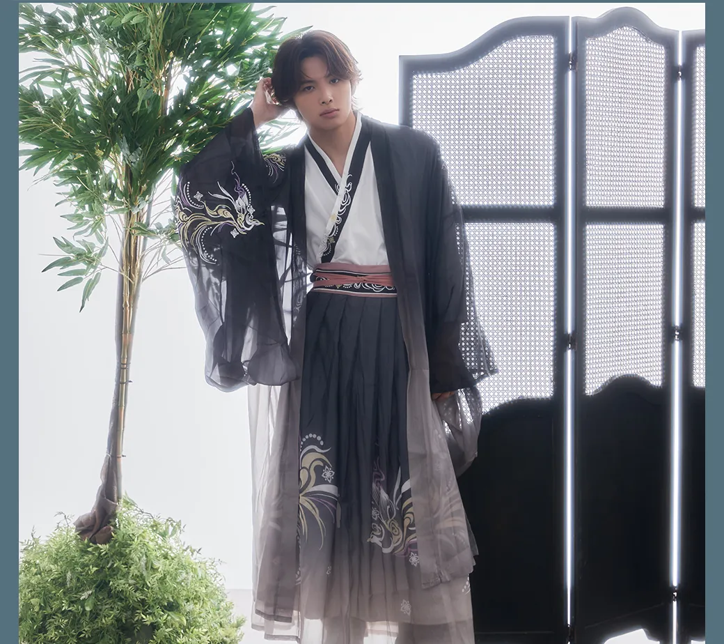 グレーホワイトグラデーション漢服