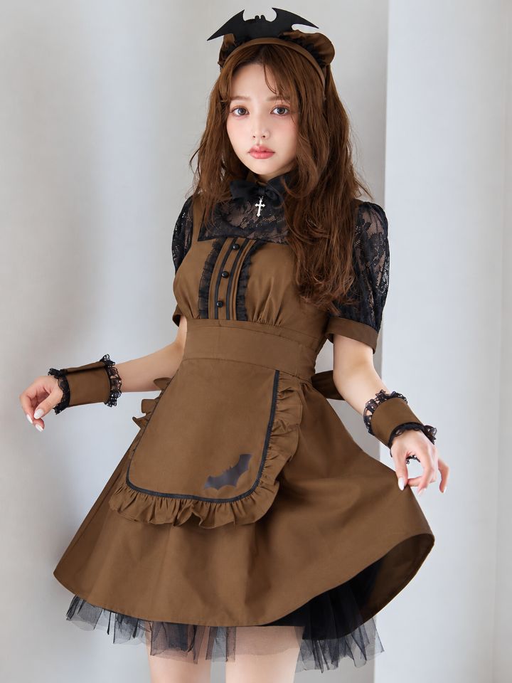 【SALE!!】【即日発送】【送料無料！】【ハロウィン】コウモリクラシカルメイド【コスプレ6点セット】【S-XLサイズ/2カラー】[HC03]吉木千沙都（ちぃぽぽ）着用