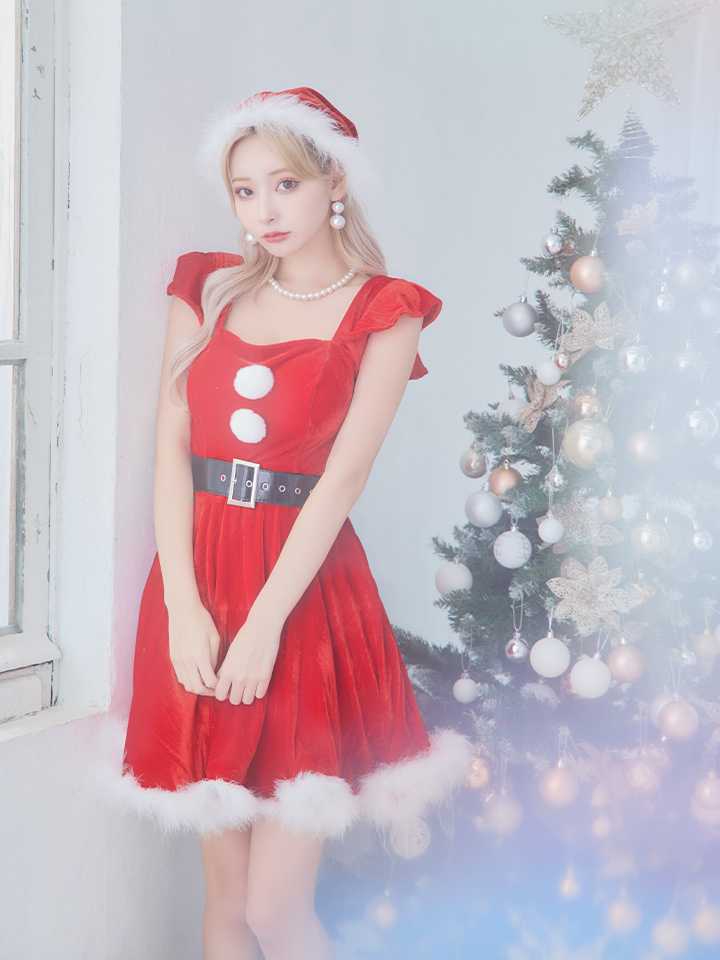 SALE!【即日発送！】【サンタコス 5点セット】【S-XLサイズ/1カラー】ジャケット付きフレアサンタ[OF01]