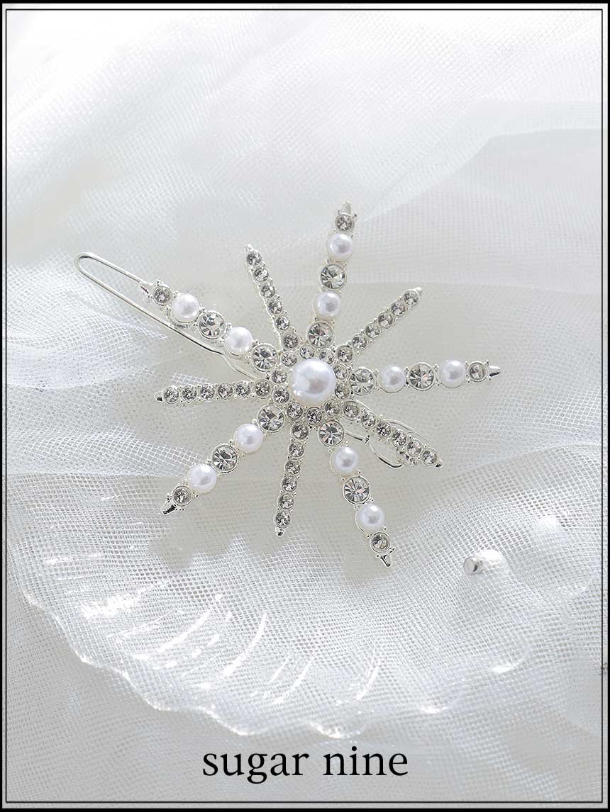 【ヘアアクセサリー】スノークリスタルモチーフヘアバレッタ【1カラー】[OF02] 