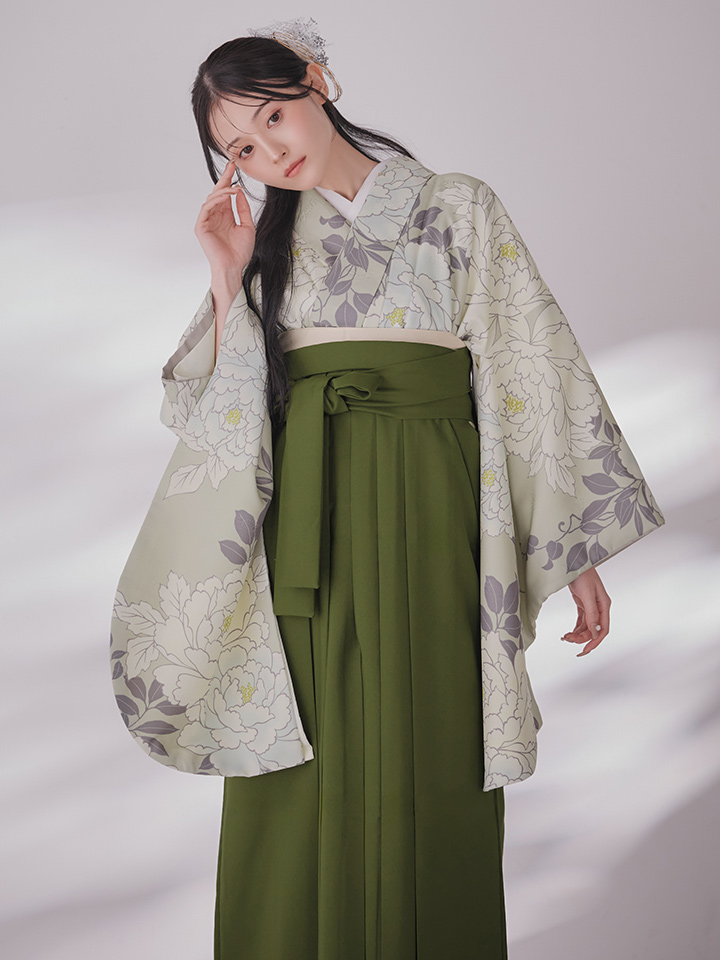 白牡丹 モカ二尺袖着物【卒業袴3点セット 二尺袖着物/帯/袴】