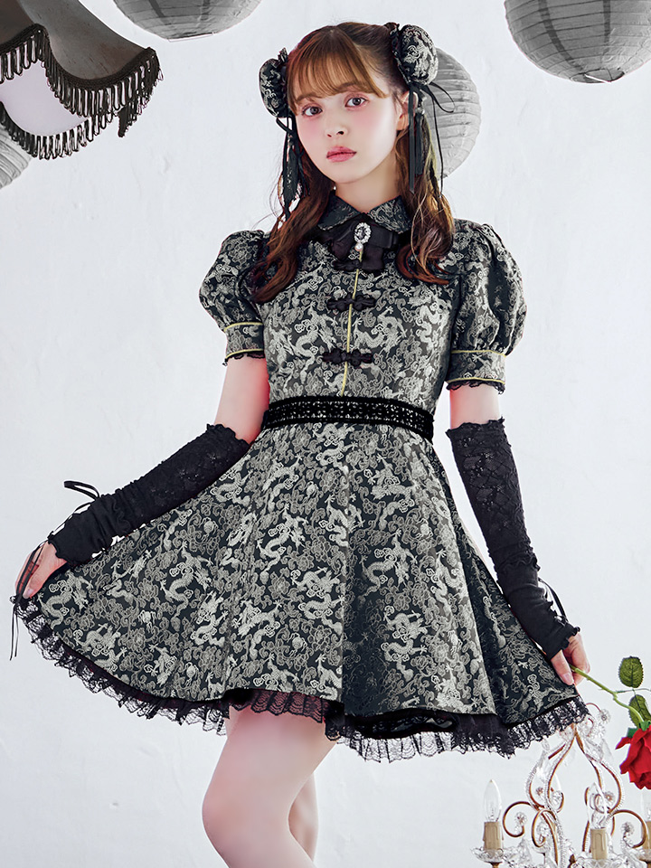 【即日発送！】【ハロウィン】アームウォーマー付きフレアスカートチャイナ 【コスプレ点セット】 【S-XLサイズ/２カラー】(SE01YN)[HC03]