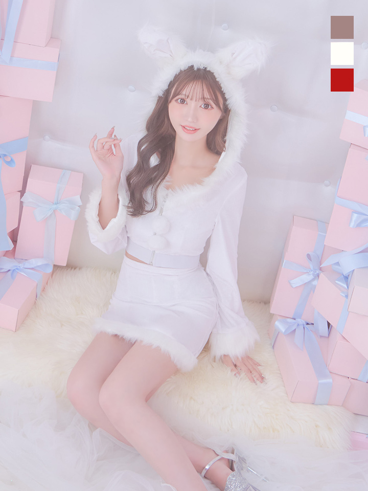 【即日発送！】【サンタコス 4点セット】【S-Lサイズ/3カラー】セットアップバニーサンタコスプレ[OF04]