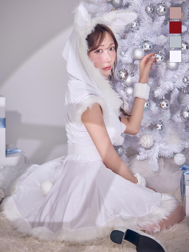 【即日発送】【サンタコス 5点セット】【XS-XLサイズ/4カラー】セットアップバニーフレアサンタ[OF04]